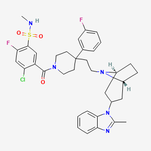 molecular formula C36H40ClF2N5O3S B8627810 4-chloro-2-fluoro-5-[4-(3-fluorophenyl)-4-[2-[(1R,5S)-3-(2-methylbenzimidazol-1-yl)-8-azabicyclo[3.2.1]octan-8-yl]ethyl]piperidine-1-carbonyl]-N-methyl-benzenesulfonamide 