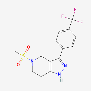 molecular formula C14H14F3N3O2S B8628870 5-methanesulfonyl-3-(4-trifluoromethyl-phenyl)-4,5,6,7-tetrahydro-1H-pyrazolo[4,3-c]pyridine 