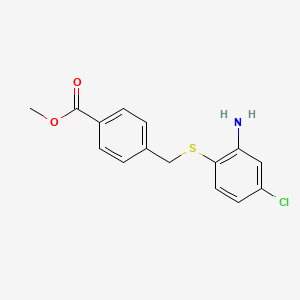 molecular formula C15H14ClNO2S B8628894 methyl 4-[(2-amino-4-chlorophenyl)sulfanylmethyl]benzoate 