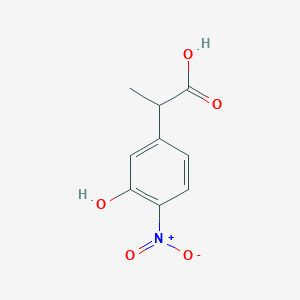 molecular formula C9H9NO5 B8628948 2-(3-Hydroxy-4-nitro-phenyl)-propionic acid 