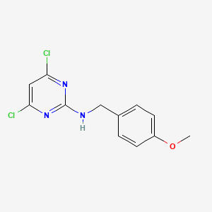 molecular formula C12H11Cl2N3O B8628956 4,6-Dichloro-N-[(4-methoxyphenyl)methyl]pyrimidin-2-amine CAS No. 90042-89-0