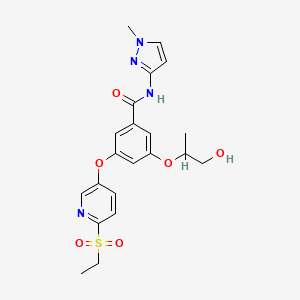 molecular formula C21H24N4O6S B8629043 (S)-3-(6-(Ethylsulfonyl)pyridin-3-yloxy)-5-(1-hydroxypropan-2-yloxy)-N-(1-methyl-1H-pyrazol-3-yl)benzamide 