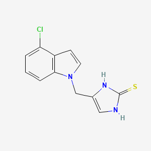 B8629187 4-[(4-Chloroindol-1-yl)methyl]-1,3-dihydroimidazole-2-thione CAS No. 880652-67-5