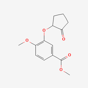 molecular formula C14H16O5 B8629266 Methyl 4-methoxy-3-[(2-oxocyclopentyl)oxy]benzoate CAS No. 177429-36-6