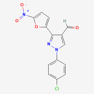 molecular formula C14H8ClN3O4 B8629680 1-(4-Chlorophenyl)-3-(5-nitrofuran-2-yl)-1H-pyrazole-4-carbaldehyde CAS No. 61619-74-7