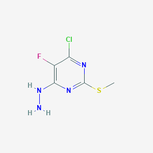 molecular formula C5H6ClFN4S B8629775 4-Chloro-5-fluoro-6-hydrazino-2-(methylthio)pyrimidine CAS No. 1152109-90-4