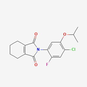 molecular formula C17H17ClFNO3 B8629875 1H-Isoindole-1,3(2H)-dione, 2-(4-chloro-2-fluoro-5-(1-methylethoxy)phenyl)-4,5,6,7-tetrahydro- CAS No. 84478-39-7