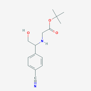 molecular formula C15H20N2O3 B8629890 Tert-butyl 2-(1-(4-cyanophenyl)-2-hydroxyethylamino)acetate 