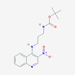 molecular formula C17H22N4O4 B8629944 Tert-butyl 3-[(3-nitroquinolin-4-yl)amino]propylcarbamate 