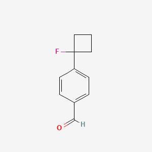 molecular formula C11H11FO B8630200 Benzaldehyde, 4-(1-fluorocyclobutyl)- 