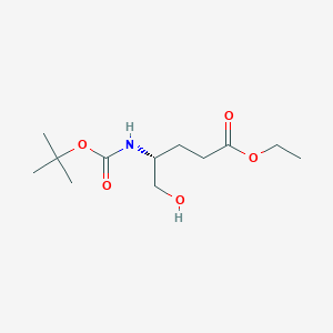 molecular formula C12H23NO5 B8630257 (4R)-4-[[(1,1-Dimethylethoxy)carbonyl]amino]-5-hydroxypentanoic acid ethyl ester CAS No. 597577-78-1