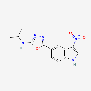 molecular formula C13H13N5O3 B8630331 N-isopropyl-5-(3-nitro-1H-indol-5-yl)-1,3,4-oxadiazol-2-amine 