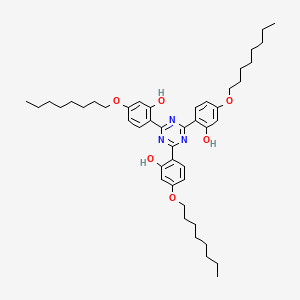 molecular formula C45H63N3O6 B8630380 Phenol, 2,2',2''-(1,3,5-triazine-2,4,6-triyl)tris[5-(octyloxy)- CAS No. 13681-75-9