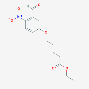 molecular formula C14H17NO6 B8631500 Pentanoic acid, 5-(3-formyl-4-nitrophenoxy)-, ethyl ester CAS No. 112859-60-6