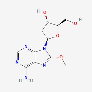molecular formula C11H15N5O4 B8631870 (2R,3S,5R)-5-(6-amino-8-methoxy-9H-purin-9-yl)-2-(hydroxymethyl)oxolan-3-ol 