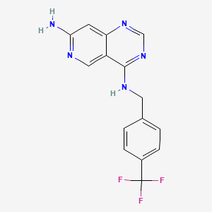 molecular formula C15H12F3N5 B8631914 Pyrido[4,3-d]pyrimidine-4,7-diamine,n4-[[4-(trifluoromethyl)phenyl]methyl]- 