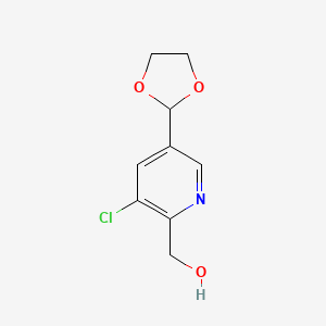 molecular formula C9H10ClNO3 B8631970 [3-Chloro-5-(1,3-dioxolan-2-yl)-2-pyridinyl]methanol 