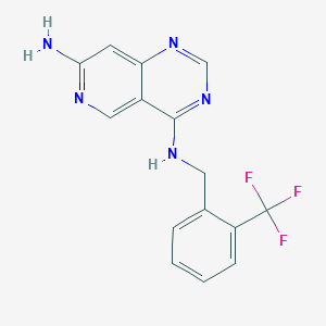 molecular formula C15H12F3N5 B8633057 Pyrido[4,3-d]pyrimidine-4,7-diamine,n4-[[2-(trifluoromethyl)phenyl]methyl]- 