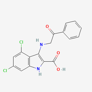 4,6-Dichloro-3-[(2-oxo-2-phenylethyl)amino]-1H-indole-2-carboxylic acid