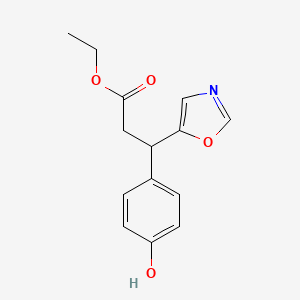 molecular formula C14H15NO4 B8633461 Ethyl 3-(4-hydroxyphenyl)-3-(oxazol-5-yl)propanoate 
