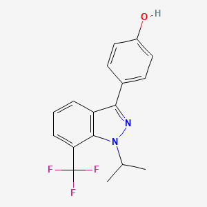 molecular formula C17H15F3N2O B8633534 4-[1-isopropyl-7-(trifluoromethyl)-1H-indazol-3-yl]phenol CAS No. 680611-56-7