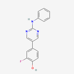 molecular formula C16H12FN3O B8633554 2-Fluoro-4-(2-(phenylamino)pyrimidin-5-yl)phenol 