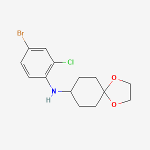 molecular formula C14H17BrClNO2 B8633614 N-(4-bromo-2-chlorophenyl)-1,4-dioxaspiro[4.5]decan-8-amine 