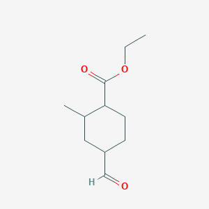 molecular formula C11H18O3 B8634383 Ethyl 4-formyl-2-methylcyclohexanecarboxylate 