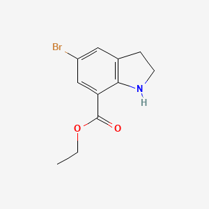 molecular formula C11H12BrNO2 B8634467 ethyl 5-bromo-2,3-dihydro-1H-indole-7-carboxylate 