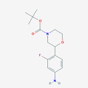 molecular formula C15H21FN2O3 B8634522 Tert-butyl 2-(4-amino-2-fluorophenyl)morpholine-4-carboxylate 