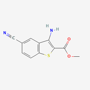 molecular formula C11H8N2O2S B8634782 3-Amino-2-carbomethoxy-5-cyano-benzthiophene 