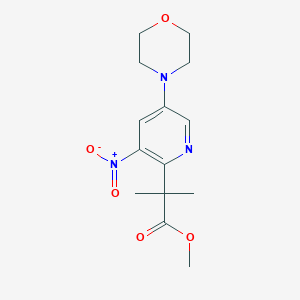 molecular formula C14H19N3O5 B8635005 Methyl 2-methyl-2-(5-morpholino-3-nitropyridin-2-yl)propanoate 