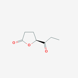 molecular formula C7H10O3 B8635031 2(3H)-Furanone, dihydro-5-(1-oxopropyl)-, (S)- CAS No. 75989-43-4