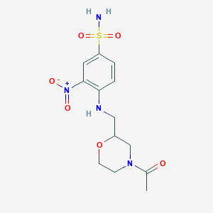 molecular formula C13H18N4O6S B8635083 4-((4-Acetylmorpholin-2-yl)methylamino)-3-nitrobenzenesulfonamide 