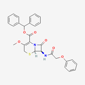 Diphenylmethyl (6R-trans)-3-methoxy-8-oxo-7-(phenoxyacetamido)-5-thia-1-azabicyclo(4.2.0)oct-2-ene-2-carboxylate