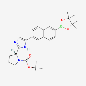 molecular formula C28H36BN3O4 B8636088 tert-Butyl (S)-2-(5-(6-(4,4,5,5-tetramethyl-1,3,2-dioxaborolan-2-yl)naphthalen-2-yl)-1H-imidazol-2-yl)pyrrolidine-1-carboxylate CAS No. 1228552-26-8