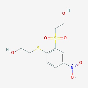 molecular formula C10H13NO6S2 B8636158 Ethanol, 2-[[2-[(2-hydroxyethyl)sulfonyl]-4-nitrophenyl]thio]- CAS No. 100983-99-1