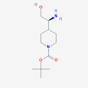 molecular formula C12H24N2O3 B8637270 tert-Butyl (S)-4-(1-amino-2-hydroxyethyl)piperidine-1-carboxylate 