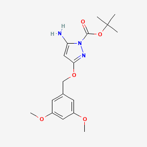 molecular formula C17H23N3O5 B8637525 Tert-butyl 5-amino-3-[(3,5-dimethoxyphenyl)methoxy]pyrazole-1-carboxylate 