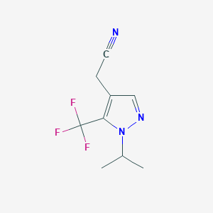 molecular formula C9H10F3N3 B8638341 2-(1-Isopropyl-5-(trifluoromethyl)-1H-pyrazol-4-yl)acetonitrile 