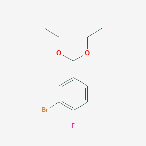 molecular formula C11H14BrFO2 B8638357 2-Bromo-4-(diethoxymethyl)-1-fluorobenzene CAS No. 81658-88-0