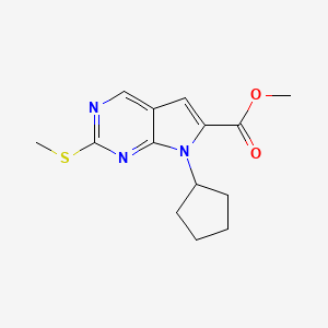 molecular formula C14H17N3O2S B8638629 methyl 7-cyclopentyl-2-methylsulfanylpyrrolo[2,3-d]pyrimidine-6-carboxylate 