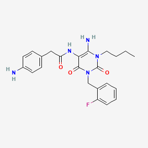 molecular formula C23H26FN5O3 B8639181 N-(6-Amino-1-butyl-3-(2-fluorobenzyl)-2,4-dioxo-1,2,3,4-tetrahydropyrimidin-5-yl)-2-(4-aminophenyl)acetamide CAS No. 693217-34-4