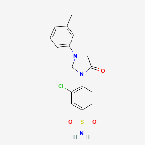 molecular formula C16H16ClN3O3S B8639574 Benzenesulfonamide, 3-chloro-4-(3-(3-methylphenyl)-5-oxo-1-imidazolidinyl)- CAS No. 53298-12-7