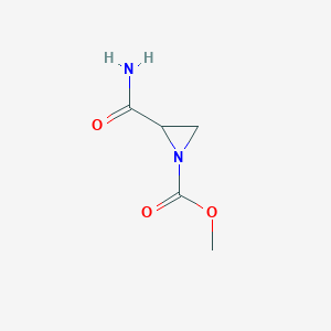 molecular formula C5H8N2O3 B8640273 Methyl 2-carbamoylaziridine-1-carboxylate 