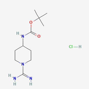 molecular formula C11H23ClN4O2 B8640426 Tert-butyl 1-carbamimidoylpiperidin-4-ylcarbamate hydrochloride 