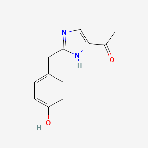 molecular formula C12H12N2O2 B8640497 1-[2-[(4-hydroxyphenyl)methyl]-1H-imidazol-5-yl]ethanone 