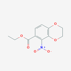 molecular formula C11H11NO6 B8641445 Ethyl 5-nitro-2,3-dihydrobenzo[b][1,4]dioxine-6-carboxylate CAS No. 1384868-08-9