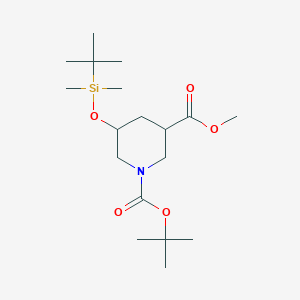 molecular formula C18H35NO5Si B8641753 Methyl 5-[(tert-Butyldimethylsilyl)oxy]-1-Boc-piperidine-3-carboxylate 