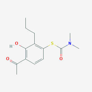 molecular formula C14H19NO3S B8641980 (4-(N,N-dimethylcarbamoylthio)-2-hydroxy-3-propylphenyl)ethanone 